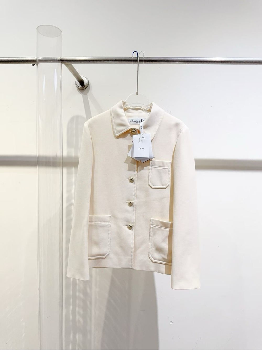 🚩steal Dior Cream Button-Front Blazer Jacket